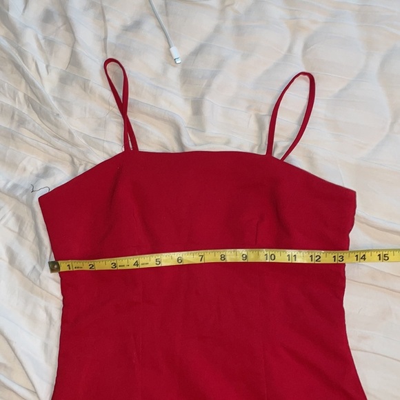 Red sexy slip dress slit Christmas holiday vacation travel party event birthday - Picture 2 of 5